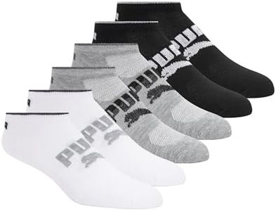 PUMA Women's 6 Pack Runner Socks, Black/Grey/White Logo, 9-11