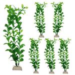 RJMBMUP Fish Tank Decorations，Long Artificial Plastic Plants Aquarium Ornaments Green Color Accessories Set for Tropical Goldfish 6 Pack