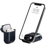 AirStand - AirPods Case Cover with Invisible Phone Stand, Compatible with AirPods 1 & 2, Full Protection TPU&PC Shockproof Case with Keychain Carabiner, Wireless Charging Supported, Patented Design