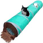 Petest Cat Tunnel for Indoor Cat Collapsible Cat Play Tube with Play Ball and Fringe, Interactive Pet Crinkle Tunnel for Kittens, Length 47 inch, Diameter 9.7 inch