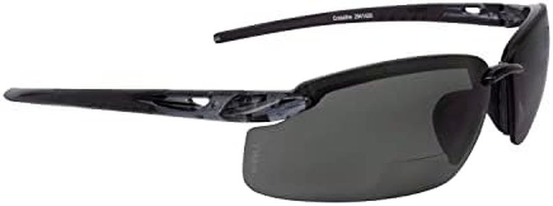 Crossfire Eyewear 2941420 2.0 Diopter ES5 Safety Glasses with Black Frame and Smoke Polarized Lens