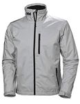 Helly Hansen Men's Crew Midlayer Fleece Lined Waterproof Windproof Breathable Rain Coat Jacket, 853 Grey Fog, Large