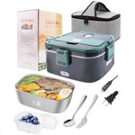 Homtibrm Electric Lunch Box 3 in 1 Heated Lunch Box with 1.8L 304 SS Container/Insulated Bag/Large Cutlery Set,12V 24V 220V Food Warmer for Car Truck Office School and Home Use (Green)