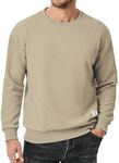 JMIERR Crewneck Sweatshirt Men Casual Regular Fit Geometric Texture Sweatshirts Fashion Pullover Old Money Shirts, US50(2XL), Light Khaki