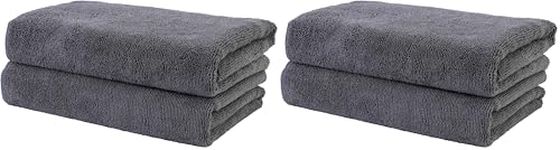 POLYTE Professional Quick Dry Lint Free Microfibre Hair Drying Salon Towel, 4 Pack (50x101 cm, Dark Grey)