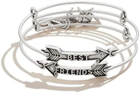 Alex and Ani Because I Love You Expandable Bangle for Women, Best Friends Arrow Charm, Rafaelian Silver Finish, 2 to 3.5 in, Set of 2