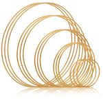 ZOOFOX 15 Pcs Metal Hoops for Crafts, 5 Sizes (4‘’ 6‘’ 8‘’ 10‘’ 12‘’) Gold Dream Catcher Rings, Floral Hoop Wreath Macrame Craft Ring for Making Wedding Wreath Decor, DIY Wall Hanging