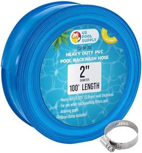 U.S. Pool Supply Pool Backwash Hose 2" x 100', Pool Drain Hose, Drainage Hose, Sump Pump Discharge Hose, Heavy-Duty Inground Pool, Flexible Lay Flat Filter Pump Draining, Clamp