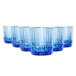 Bormioli Rocco America '20s Water Glasses - Vintage Art Deco Whisky Cocktail Tumblers - 370ml - Sapphire Blue - Pack of 6