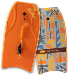 Billabong x CONTOUR SURF 42'' Body Boards for Beach Pool Lightweight PE Core IXPE Deck HDPE Bottom FRP Stringers High Performance Body Board with Double Swivel Surf Leash Lightning Tangerine