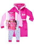 Barbie Girls Dressing Gown And Pyjamas Set Pink 4-5 Years