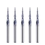 SpeTool 5Pcs Tapered Ball Nose Carving End Mill 1/8 inch Shank 0.25MM Radius (0.5MM Diameter) Tips 3D Woodworking Tool CNC Router Bits