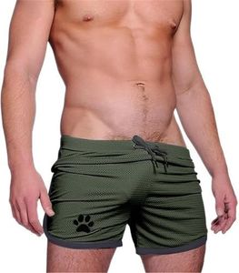 Men's Running Shorts Breathing Athletic Gym Mesh Shorts for Men Breathable Dog Paw Print Gym Workout Shorts,Army Green+Black-XL