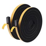 Weather Stripping Tape, 12mm(W) x 12mm(T) Seal Foam Tape Adhesive Draught Excluder Sealer for Door Gap Seal and Kitchen Window Insulation(2Pcs Total 4M Long)