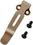 Qtcial Deep Carry Pocket Clips with 2 Pieces Screws, Stainless Steel Pocket Knife Clip Replacement for Benchmade Bugout 535 and More, Anodized Finish (Gold)