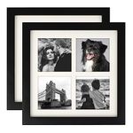 AEVETE 3x3 Picture Frame Collage 4 Opening 8x8 Picture Frames Black 2 Pack for Wall Desk