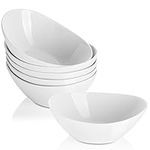 LIFVER Oval Dessert Bowls,16 Ounce Porcelain White Bowls Set,Serving Bowls for Side Salad,Soup,Cereal,Ice Cream,Dishwasher & Microwave Safe Kitchen Bowls,7 inch,Set of 6