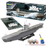 Revell Gift Set 05675 "Das Boot" Movie 40 Years Collector's Edition 1:144 Scale Unbuilt Plastic Model Kit with Contacta Professional Glue, Paintbrush, Selected Aqua Color Paints & Repro Movie Poster