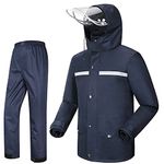 iCreek Rain Suit Waterproof Jacket and Trouser Suit Raincoat for Men and Women Outdoor All-Sport Breathable Anti-storm (XL-USA, Navy Blue)