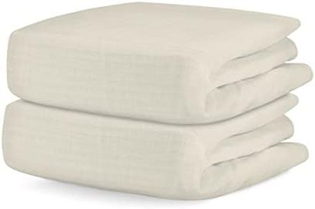Newton Baby Organic Fitted Crib Sheets (2-Pack) - 100% Breathable and Ultra-Soft, 100% Organic Muslin Cotton, Oatmeal, Fits All Standard Cribs
