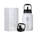 IRON °FLASK Sports Water Bottle - 128 Oz/One Gallon, 2 Lids, Straw and Spout, Leak Proof, Vacuum Insulated Stainless Steel, Hot Cold, Double Walled, Simple Thermo Mug, Metal Canteen Jug Growler