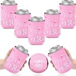 Ninehaoou 24 Pcs Baby Girl Shower Decorations It's a Girl Baby Shower Party Can Cooler Sleeves Pink Neoprene Beverage Sleeves for Baby Girl Sprinkle Shower Decorations Gender Reveal Party Favors