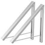 Anjuer Folding Clothes Drying Rack Airer Non-corroding Aluminum Wall Mounted Coat Hanger Rack Space Saving Home Bedroom Storage Suit Hangers Silver 2PCS