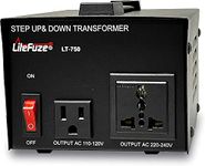 LiteFuze LT Series 750 Watt Voltage Converter Transformer Step Up/Down - 110v to 220v / 220v to 110v Power Converter - Fully Grounded Cord - Universal Socket, CE Certified [5-Years Warranty]