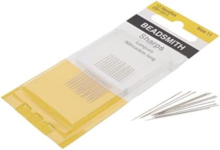 Sharps Beading Needles, Size 11, 12 Needles per Card, European Quality, Shorter Needle for Smaller Areas, All Purpose Sewing Needle, Use for Mending and General Hand Sewing