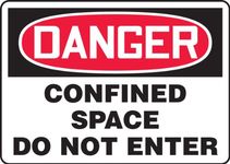 Accuform Signs MCSP006VA Aluminum Safety Sign, Legend DANGER CONFINED SPACE DO NOT ENTER, 7 Length x 10 Width x 0. 040 Thickness, Red/Black on White