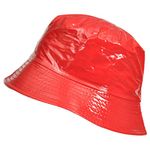 toutacoo, Waterproof Vinyl Bucket Rain Hat, 11- Plain Red, Medium