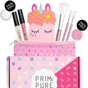 Prim and Pure Mineral Gift Set with Unicorn Mirror| Perfect for Play Dates & Birthday Parties | Kids Eyeshadow Makeup – Mineral | Organic & Natural Makeup Kit for Kids| Made in USA (Pink)