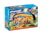 Playmobil 9494 Christmas Illuminating Nativity Manger with Fold-Out Feet, stocking filler, countdown to Christmas, Christmas Toy for Children Ages 4 years+