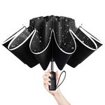 Moorrlii Foldable Reverse Travel Umbrella, Inverted Umbrella, Large Umbrellas for Rain Windproof - Easy Automatic Open & Close, Car Umbrella, Golf Umbrella, Folding Umbrellas For Men and Women