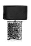 Premier Housewares E27 60 W Regent Park Hammered Chrome Finish Ceramic Table Lamp - Black Shade