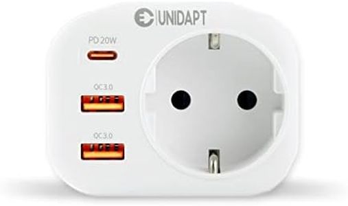 Cargador USB C 20W, Unidapt Enchufe USB Pared con Función de Carga Rápida con 3 USB 4000W(16A) Cargador USB Multiple, Adaptador Enchufe con 2 USB-A QC 3.0 y 1 Puerto PD USB-C, Blanco