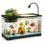 AXINCANAAN 4 Gallon Fish Tank Aquarium Starter Kit with Filter and Light, All in One Small Fish Tank for Betta, Kids & Desktop Use, Self Cleaning Nano Aquarium with Lid(Medium Black)