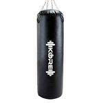 KORE Ultimate 3 Feet Filled Heavy Black Punching Bag PU Leather Boxing MMA Sparring Punching Training Kickboxing Muay Thai with Rust Proof Stainless Steel Hanging Chain