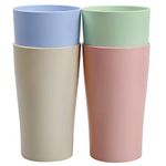 Greentainer 400ml Unbreakable Reusable Drinking Cup, Plastic Coffee, Tea, Water, Beer, Milk, Juice Cup for Adults, Set of 4 Mug Sets, Dishwasher and Microwave Safe