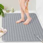 Yolife Extra Large TPE Shower Mat, 47.2"" L x 31.5"" W Anti Slip Bath Mat with Drain Holes and Suction Cups, Large Size Mat More Suitable for Shower Stall, No Odor, Heavy Mat, LS-12080