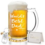 Joymaking Beer Glass Gifts for Dad - World’s Best Dad, Beer Mug for Dad, Best Dad Gifts, Presents for Dad, Dad Glass for Birthday Gift, Fathers Day Gift, Beer Tankard 15oz