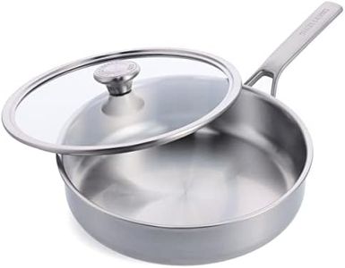 Merten & Storck Tri-Ply Stainless Steel Induction 26cm/3.4 Liter Saute Pan Jumbo Cooker with Lid, Multi Clad, Oven Safe, Silver