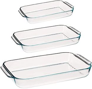 Pyrexop Pyrex Basics Oblong Baking Dish Bundle - 2 Quart, 3 Quart and 4.8-qt - 3 Piece Value Set