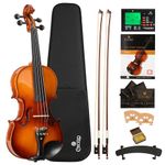 Cecilio CVN-320L Solidwood Ebony Fitted Left-Handed Violin with D'Addario Prelude Strings, Size 4/4 (Full Size)