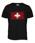 Candymix - Switzerland Distressed Flag - Mens T Shirt Top T-Shirt, Size 4X-Large, Colour Black