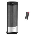 Lasko Ellipse Ceramic Tower Heater for Home with Tipover Switch, Child Lock, Digital Display, Thermostat, Wide Oscillation, Remote, Timer, For Bedroom, Office, Living Room, Den, 1500W, Black, CT18950C