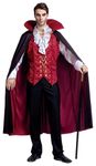 Spooktacular Creations Renaissance Medieval Scary Vampire Deluxe Halloween Costume for Men Role-Playing Sins Cosplay (Medium, Red)