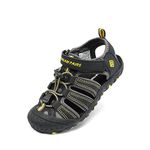 DREAM PAIRS Boys Girls Closed-Toe Outdoor Summer Sport Sandals(Toddler/Little Kid/Big Kid), Black/Grey/Yellow, 3 Little Kid