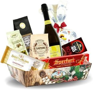 Cesti Natalizi Speciale Italia – Confezione Regalo Dolcezze di Natale con Panettone da 500g, Spumante, Prodotti Dolciari e Caffè, 8 pezzi