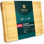 XXXL Bamboo Cutting Board for Kitchen 24" x 18" - Cheese and Charcuterie Serving Tray for Meat, Turkey, Vegetables, Dough - Carving Board with Juice Groove